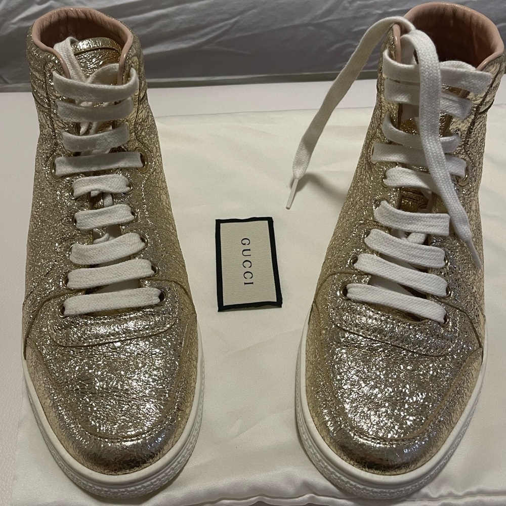 Gucci Gold high top Sneakers - Picture 3 of 7
